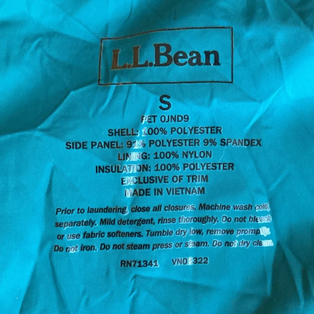 L.L. Bean EUC Teal Thinsulate Mock Collar Mixed Media Puffer Jacket, Women’s S - Picture 13 of 15